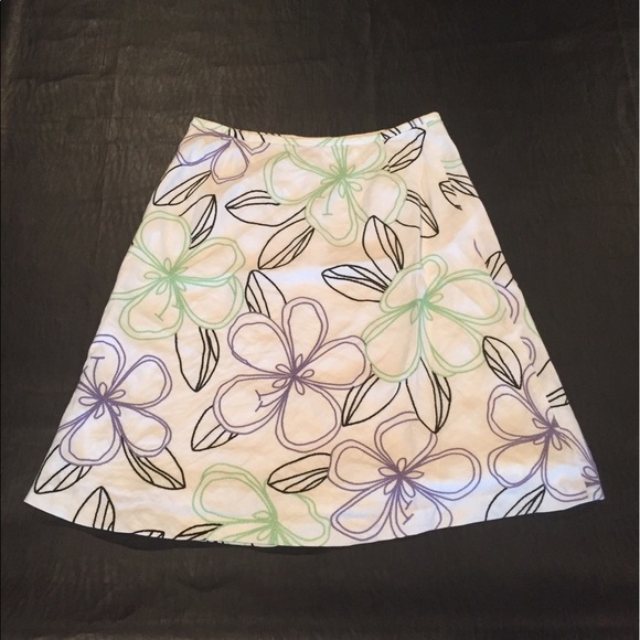 VINTAGE Y2K AnnTaylor LOFT Embroidered Linen Halter Size 2 & A-Line Skirt Size 0 - Picture 4 of 5